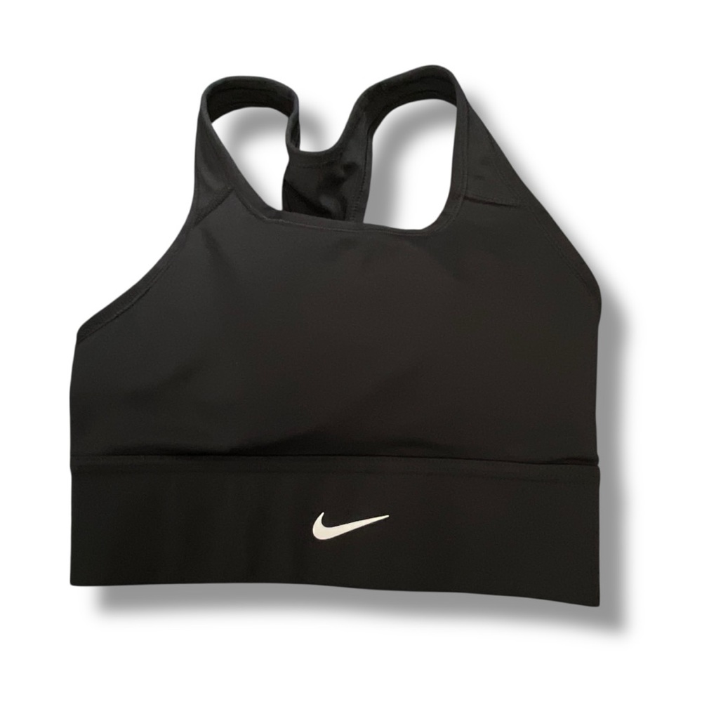 Nike Sports Bra Black Dri‎ Fit Logo Racer Back Support Size XS Extra Small